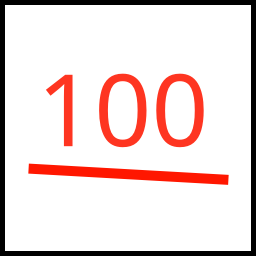 A red underlined '100' on transparent background